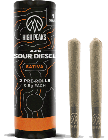 High Peaks AJ's Sour Diesel pre-roll 2-pack