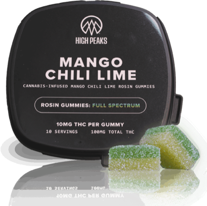 High Peaks Mango Chili Lime live rosin gummies