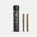 High Peaks Ghost dawg, Hybrid pre-rolls jar with 2 pre rolls next to it. on grey background. 