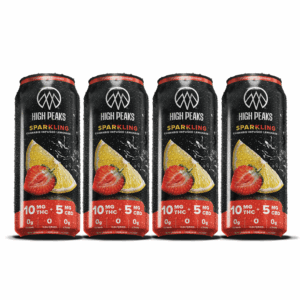 High Peaks | Sparkling Strawberry Lemonade | 2:1 | 10mg THC : 5mg CBD Ea. | 12 fl. oz Ea. | 4-Pk